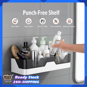 Bathroom Rack Wall Mount Free Punched Shower Storage Shelves Double Layer Waterproof Rack Home Kitchen Toilet Organizer Basket Shampoo Storage Holder