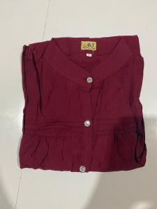 Top Atasan Wanita Polo Linen Lengan Panjang Kerah Sanghay Kancing Aktip