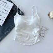 SEA AMILA Áo hai dây nữ thiết kế nhăn nhẹ có đệm ngực liền mặc trong hoặc ngoài đều đẹp phong cách ngọt ngào quyến rũ