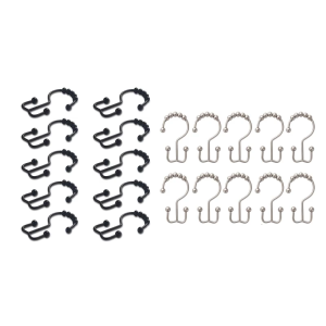 10 Pieces Metal Shower Curtain Rings Rusts Resistant Double Gliding Hooks Rollers for Bathroom Curtains and Liners