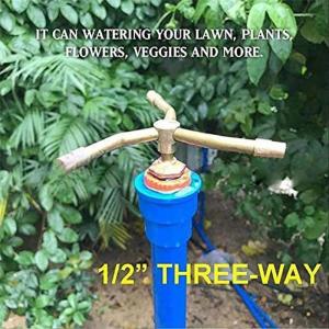 3way 1/2 Male Thread Brass Misting Nozzle 360° Automatic Rotating Cooper Sprinkler Garden Agricultur Wateingr Rotary Spray Nozzle Garden Sprinkler for watering Plants Garden Lawn Irrigation Sprayer Water Tool