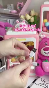 Máy Gắp Thú Bông Mini Dành Cho Bé Kích Thước Lớn Có Nhạc Đèn Bắt Mắt Kèm Theo Bóng Gấu Cho Trẻ