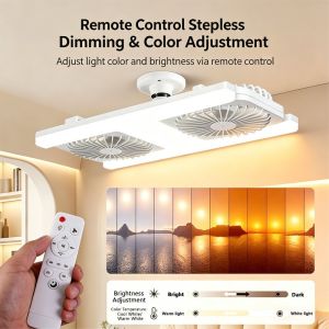 【SG Stock】 Ceiling Fan with Light Dual-head Remote Control 3-speed Wind Speed Stepless Dimming LED Ceiling Fan Quiet