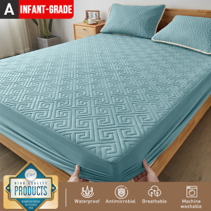 100% Waterproof Quilted Cotton Bed Sheet Washable Fully Wrapped Mattress Protector Single/Double/Queen/King size Bed Cover