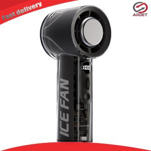 【Alloet】 Portable Handheld Turbo Fan with LED Light 100 Speed Settings Rechargeable 3000mAh Battery Compact Desktop Fan