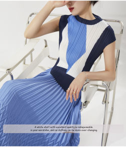 [NOVA quality] hot sale ※Miyake fashionable folded irregular printed top for women  summer new style slitted slim all-match bottoming t-shirt top