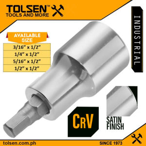 Tolsen Industrial Socket Bit 1/2" Drive (3/16" | 1/4" | 5/16" | 3/8" | 1/2") Cr-V S2 Material