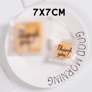 100pcs/set Thank You 10x10 Cm and 7x7 Cm candy wrapper packaging graham bar plastic for cookies packaging transparent