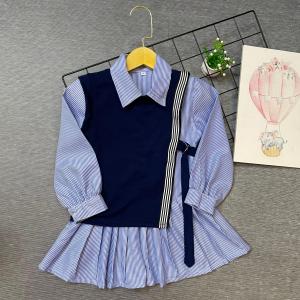 Dress Anak Perempuan Filobee Motif Salur Rompi Navy Bisa Lepas