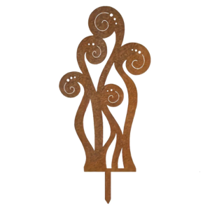 Rural Iron Fern Ground Stake For Outdoor Decoration Stable Rusty Garden Stake With Antique Finish for Flowerbeds