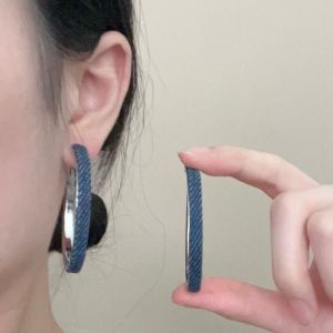 Fashionable Ring Gift 欧美个性时尚牛仔耳环小众设计高级感圆形大耳圈港风复古简约耳饰