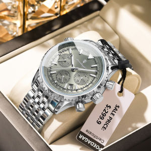 POEDAGAR Genuine Mens Watch Stainless Steel Strap Luminous Calendar Chronograph Multifunctional 100% Waterproof Quartz Watch 960