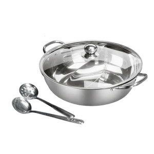 เครื่องครัวซุปสแตนเลสสองส่วนที่มีฝาปิดออกแบบมาเพื่อให้ความร้อนและการสังสรรค์ในครอบครัว