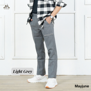 MAYJUNE Celana Panjang Pria Formal Kerja Slimfit Abu Muda Size 27 - 38