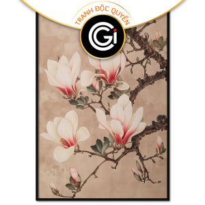 Tranh hoa mộc lan vẽ sơn dầu tranh treo tường dán tường phong thủy làm quà tặng ý nghĩa trang trí phòng khách.CGI-704