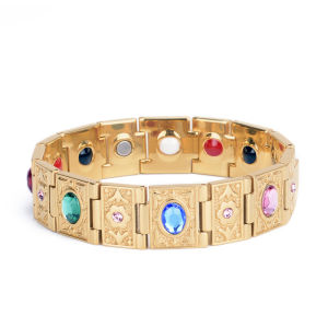 Gelang Baja Tahan Karat Zirkon Asli Gelang Kesehatan Magnetik 4 In 1 Pria Ulang Tahun Aksesori Fashion