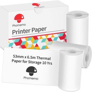 Phomemo M832/M833/M834/M835 Printer Thermal Paper 110mm/80mm/53mm3rolls PackImage Storage 10 years