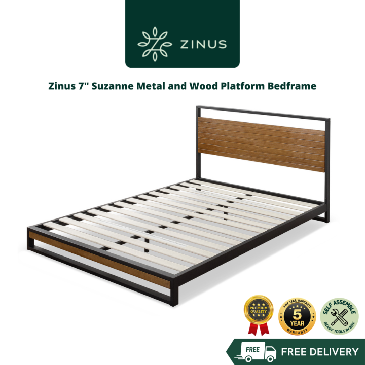 (Free Shipping) Zinus 7" Katil Besi Suzanne Metal And Wood Platform ...