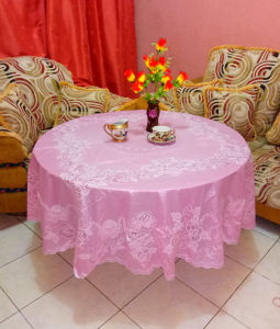 taplak meja makan vinyl bulat kursi 6 anti air waterproof/taplak meja makan bulat vinyl anti aier