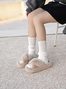 Height-Increasing Non-Slip Cotton Slippers For Home Warmth With Open Arch Design High-End Fashion Suitable For Outdoor Wear WomenS Slippers
