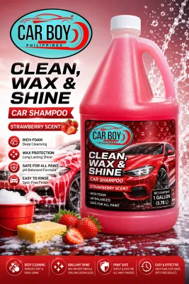 CAR BOY Car Shampoo 3.2L (1 Gallon) - Rich Foam Wax Protection Safe for All Paint Strawberry/Bubblegum Scent