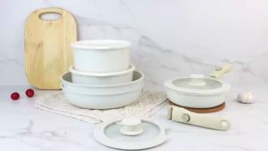 Ceramic non-stick cookware with removable handle for all stoves PFOA-free(7 pcs)
