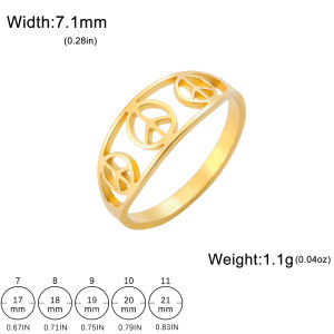 SKYRIM Womens Ring and Peace Symbol Design Titanium Stainless Steel Ring Womens Ring Jewelry
