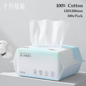 TEN-M JOURNEY Cotton Dry  Baby Wipes for Sensitive Skin - 100% Cotton (100Pcs)