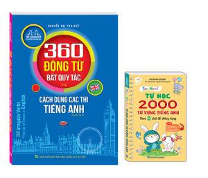 SÁCH - COMBO 2C 360 động từ bất quy tắc và cách dùng các thì tiếng anh (màu) + TAKE NOTE ! Tự học 2000 từ vựng tiếng anh