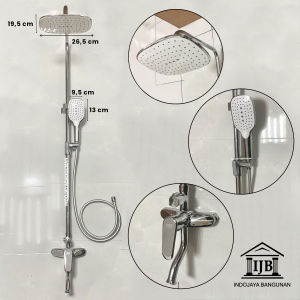 Shower Tiang Column Panas Dingin Putih Stainless Lapis Chrome Abu Abu