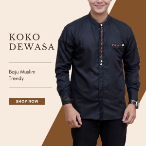 Baju Koko Pria Lengan Panjang Modern – Kemeja Muslim Premium Katun Toyobo Kombinasi List Batik