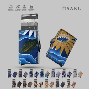 SAKU Mini Wallet Batik Tulis Dompet Kartu Pria Wanita Smart Wallet Card Holder Anti RFID Minimalist - Beras Tumpah