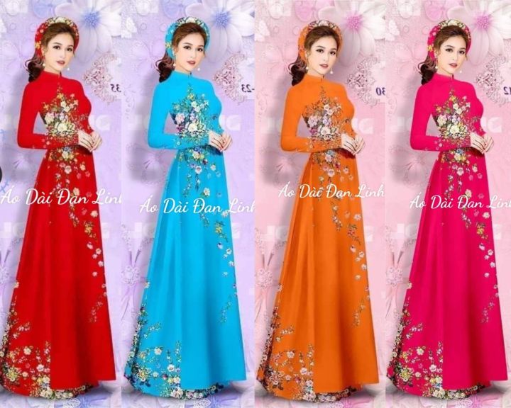 Đủ màu xinh áo dài in 3D hoa eo, quần in hoa - Xưởng may áo dài Đan ...