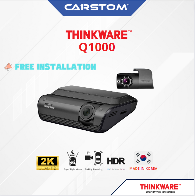 Thinkware Q1000 2CH Car Dashcam 32GB SD 2K QHD Front and Rear Cam, WiFi ...