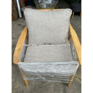 Bộ sofa nail 3 món màu kem vải bố - combo sofa nail tay gỗ - ghế xả stress - bộ 3 món Bảo Hành 12 tháng
