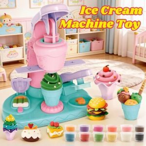 Modeling dough playset ice cream clay machine plasticine mold set tanpa toksik anti bacterial reusable educational for preschool kids early learning