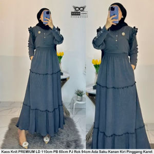 Setelan Rok Plisket Rachel Set Bahan Knit Premium LD 110-120cm PB 60cm PJ Rok 94cm Kancing Aktif BUSUI Saku Kanan Kiri Kain Tebal Adem Halus Fashion Wanita Muslim Kekinian