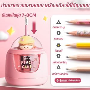 VIVOLILV เครื่องกบเหลาดินสอไฟฟ้า กบเหลาดินสออัตโนมัติ กล่องใส 3 วินาทีให้เสร็จ รุ่นใช้แบตเตอรี่ พร้อมหัวตุ๊กตาสุดน่ารัก เปิดฤดูกาลเรียน