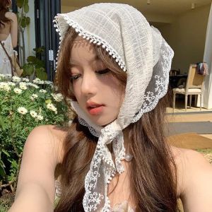 Hoa Pháp ren Bandana tam giác headscarf xuân hè ngọt ngào in Turban Hawaii kỳ nghỉ bãi biển Phụ kiện tóc