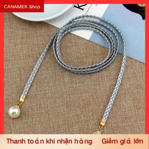 CS Sáng Tạo Mỏng PU Vành Đai Mô Phỏng Ngọc Trai Đàn Hồi Thắt Lưng Phụ Nữ Ăn Mặc Váy Trang Trí Món Quà Phụ Nữ Vành Đai