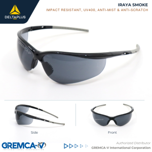 Delta Plus IRAYA SMOKE Lens Safety Glasses UV400 Anti-Mist Anti-Scratch ANSI Z87+ Sunglasses