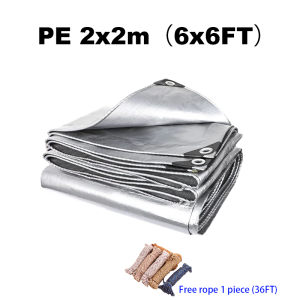 Silver thickened rainproof tarpaulin 2x2m2x3m (with hole) Free rope Tarpaulin Wholesale Get a Free Gift Rain Cove