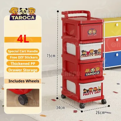 🌈Dopamine Rolling Trolley Storage Cabinet – ONEAPPLE DIY Multi-Layer Drawer Snack Rack Rak Roda Warna-Warni Trolley