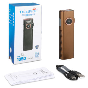 Trustfire minix3 rechargeable LED EDC ไฟฉาย 1050 Lumens ประเภท USB C ชาร์จไฟฉายมินิแสง MVB เลนส์พร้อมแม่เหล็ก LAN พร้อมเลเซอร์สีเขียวและแสงอบอุ่น