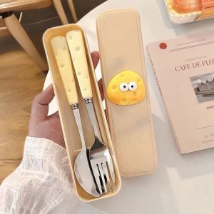 Hộp thìa đũa dĩa inox cao cấp hình phô mai Chesse cute LILA B3THIADUA25