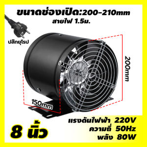พัดลมระบายอากาศกลม พัดลมระบายอากาศ พัดลมดูดอากาศ มีขาตั้งพลังดูดสุดยอด ตัวเครื่องเป็นโลหะทั้งหมด 6/8 /10/12นิ้ว