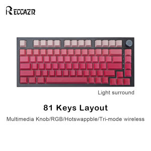 RECCAZR Original Rose Side engraved Lower lamp Hotswappable Mechanical Keyboard Gasket Structure Gaming RGB Backlit Keyboard Tri-mode 2.4G/wired/bluetooth wireless Custom Keyboard