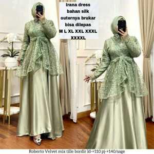 IRANA MAXI BRUKAT TULLE/GAMIS BRUKAT TERBARU/DRESS BRUKAT LADY PESTA/LONG DRESS