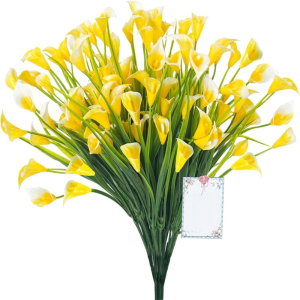 GURUNGMANI 1/2/5Pcss Plastic Artificial Calla Lily Bouquet UV Protection 33cm Calla Lily Artificial Flowers Lifelike Fake Plant Indoor Decor