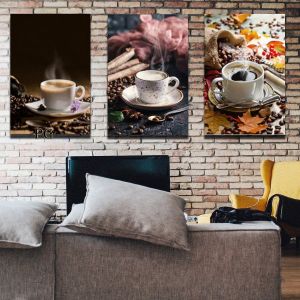Tranh treo quán Cafe treo quán trà sữa treo quán trà chanh combo 3 bức 40x60cm có khung treo tặng kèm đinh